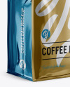 Metallic Coffee Bag w/ a Tin-Tie Mockup - Halfside View