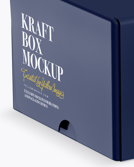 Glossy Kraft Paper Box Mockup - Half Side View