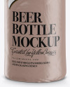 Amber Beer Bottle Wrapped in Glossy Paper Mockup