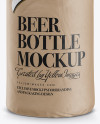 Amber Beer Bottle Wrapped in Matte Paper Mockup