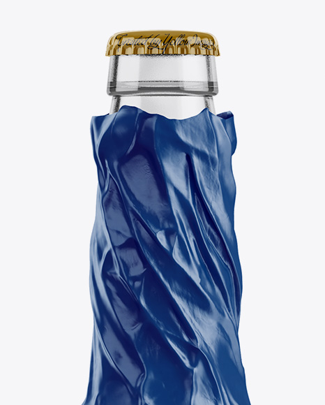 Clear Beer Bottle Wrapped in Glossy Paper Mockup