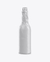 Clear Beer Bottle Wrapped in Glossy Paper Mockup