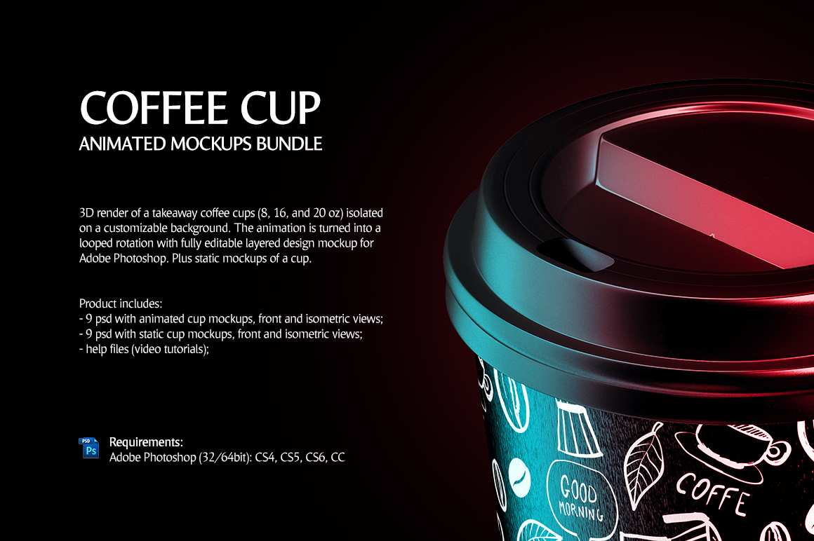 Coffee Cup Animated Mockups Bundle