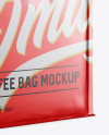 Matte Metallic Coffee Bag w/ a Tin-Tie Mockup - Halfside View