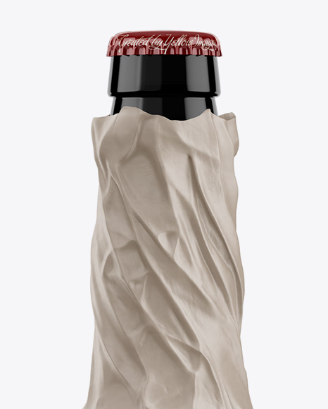 Glossy Beer Bottle Wrapped in Matte Paper Mockup - Free Download Images