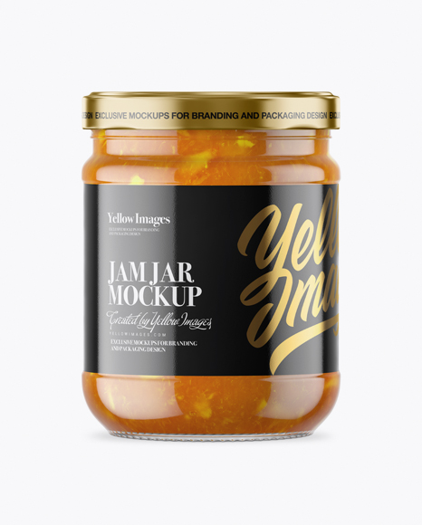 Clear Glass Jar with Orange Jam Mockup Clear Glass Jar with Orange Jam Mockup