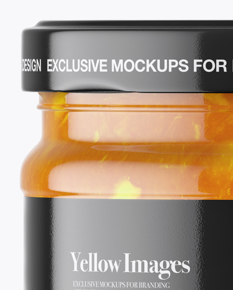 Clear Glass Jar with Orange Jam Mockup Clear Glass Jar with Orange Jam Mockup