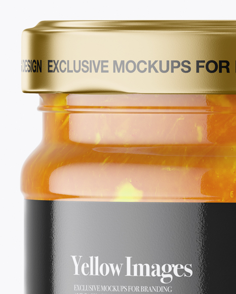 Clear Glass Jar with Orange Jam Mockup Clear Glass Jar with Orange Jam Mockup