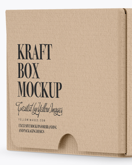 Matte Kraft Paper Box Mockup - Half Side View Matte Kraft Paper Box Mockup - Half Side View