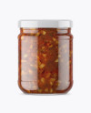 Clear Glass Jar with Bruschetta Sauce Mockup