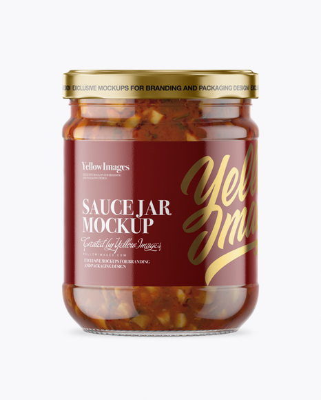 Clear Glass Jar with Bruschetta Sauce Mockup