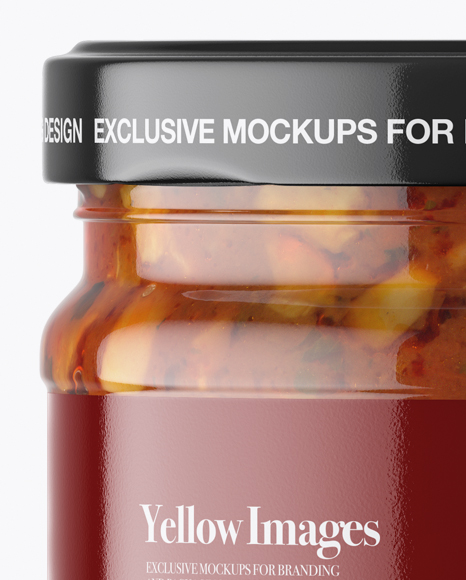 Clear Glass Jar with Bruschetta Sauce Mockup