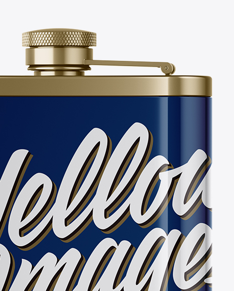 Steel Flask With Glossy Wrap Mockup - Back View