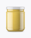 Clear Glass Jar with Mustard Sauce Mockup