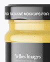 Clear Glass Jar with Mustard Sauce Mockup