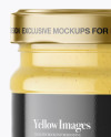 Clear Glass Jar with Mustard Sauce Mockup