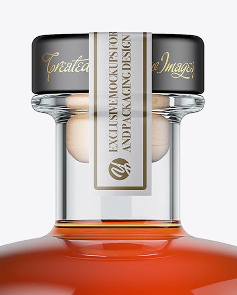 Glass Bottle W/ Cognac Mockup