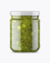 Clear Glass Jar with Kiwi Jam Mockup