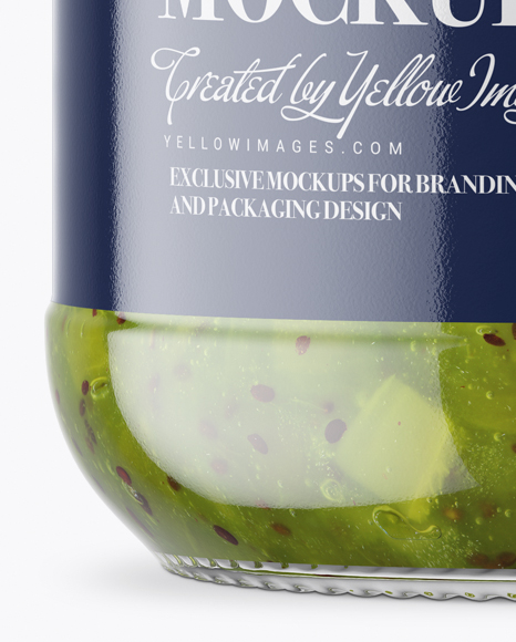 Clear Glass Jar with Kiwi Jam Mockup