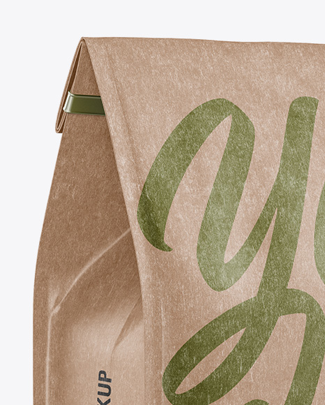 Kraft Paper Coffee Bag w/ a Tin-Tie Mockup - Halfside View