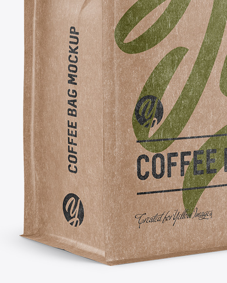 Kraft Paper Coffee Bag w/ a Tin-Tie Mockup - Halfside View