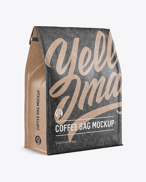 Kraft Paper Coffee Bag w/ a Tin-Tie Mockup - Halfside View