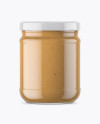 Clear Glass Jar with Peanut Butter Mockup