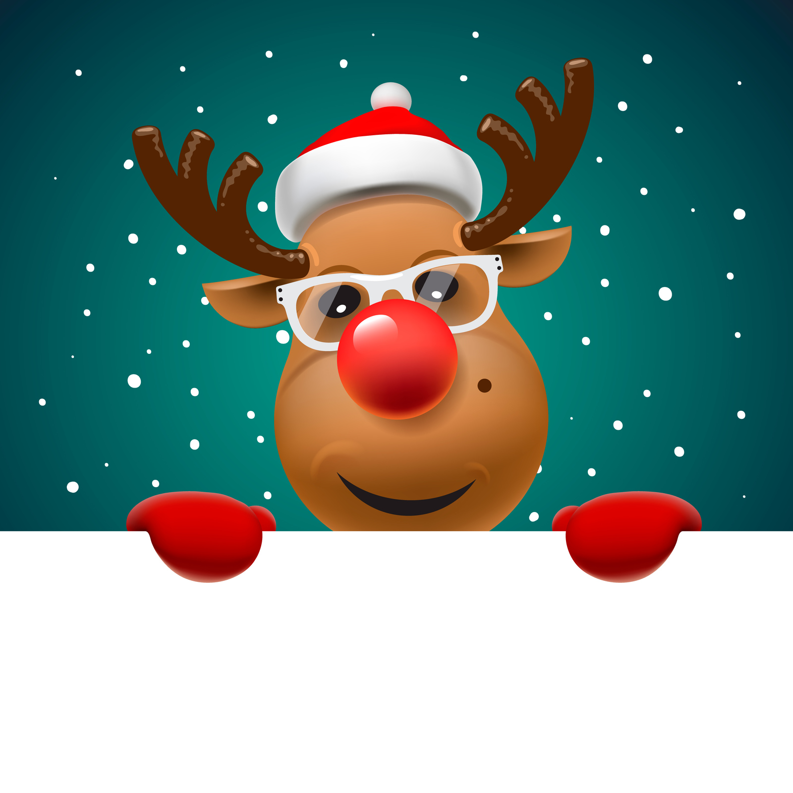 Christmas Card with funny Santa and snowman and deer Christmas Card with funny Santa and snowman and deer