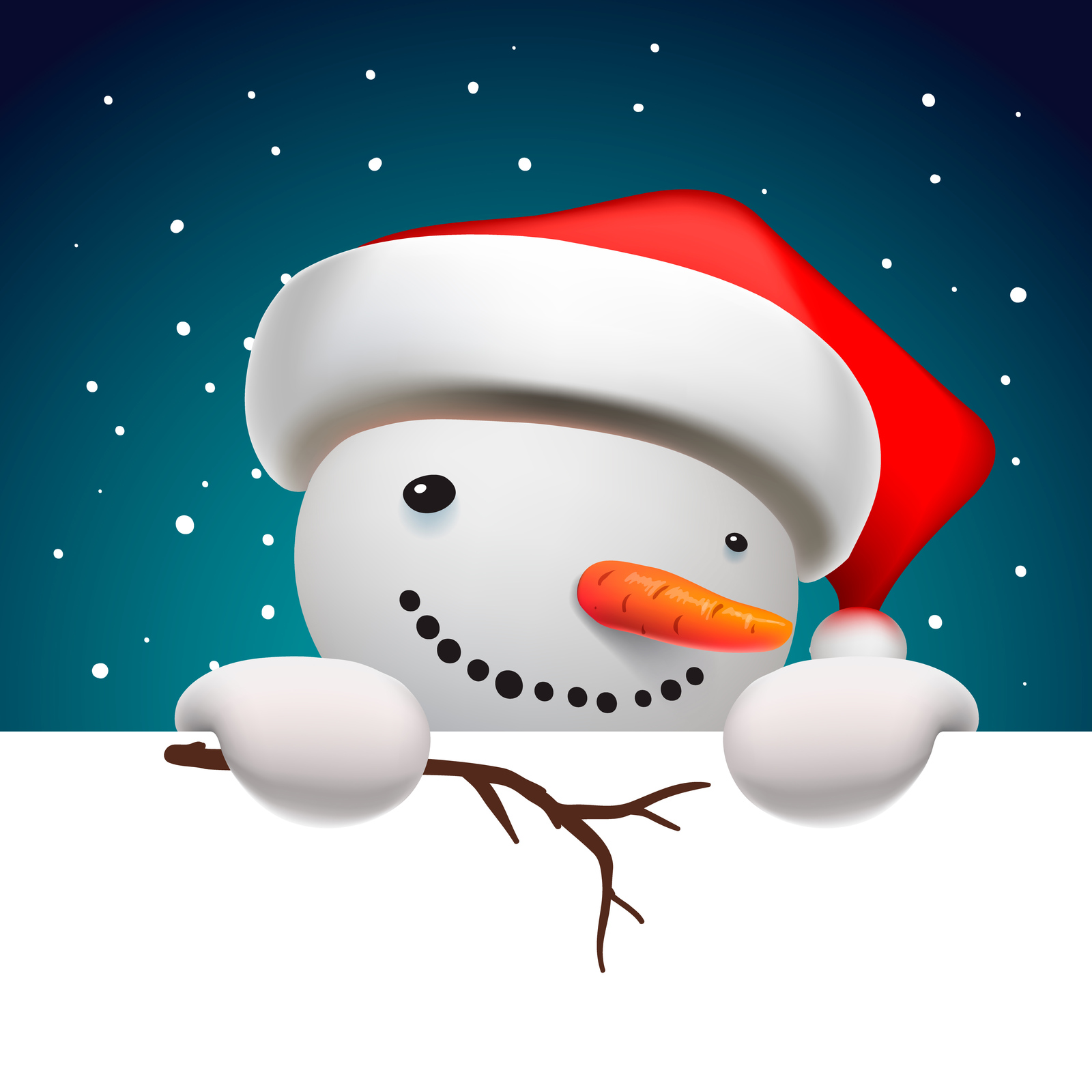 Christmas Card with funny Santa and snowman and deer Christmas Card with funny Santa and snowman and deer