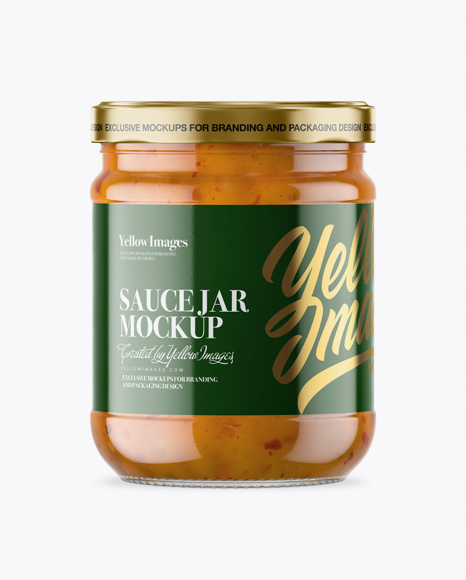 Clear Glass Jar with Sweet & Sour Sauce Mockup