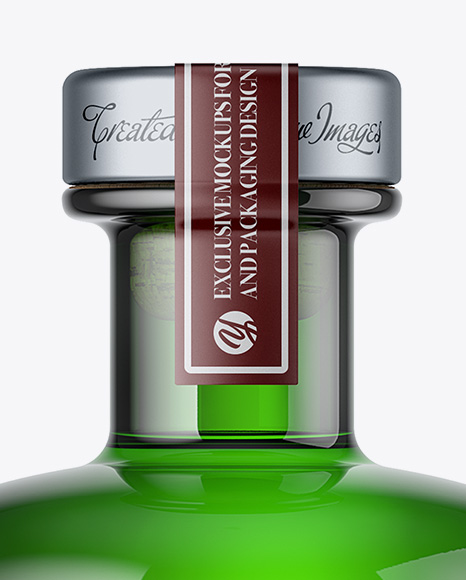 Green Glass Bottle Mockup