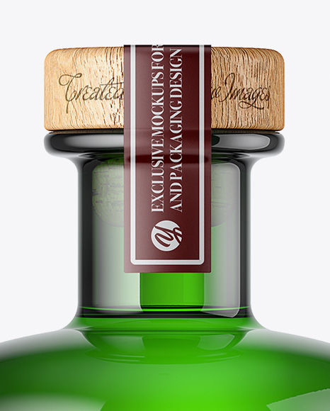 Green Glass Bottle Mockup