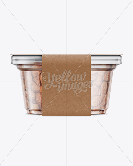 200g Plastic Cup in Kraft Wrap W/ Almonds Mockup