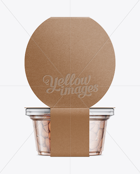 200g Plastic Cup in Kraft Wrap W/ Almonds Mockup