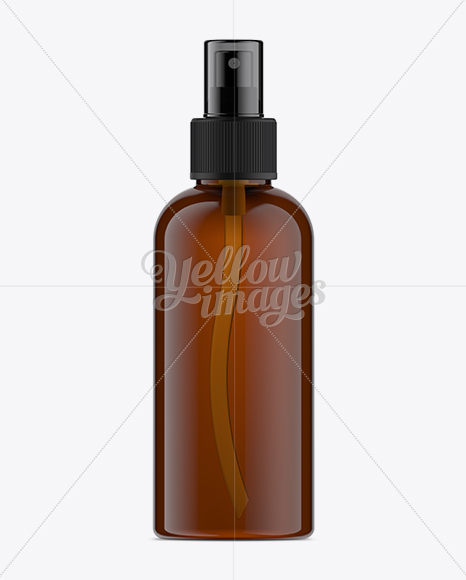 100ml Amber Plastic Boston Bottle Mock-Up