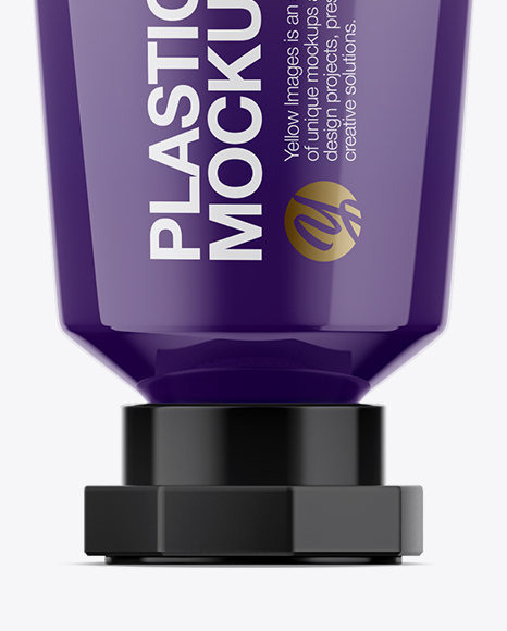 Glossy Plastic Cosmetic Tube Mockup - Front View