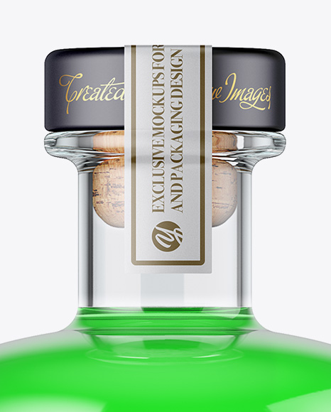 Glass Bottle W/ Liquor Mockup