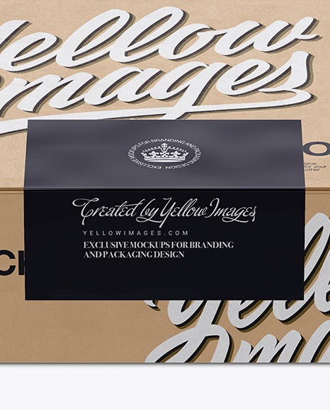 Kraft Paper Box W/ Label Mockup - Front View (High-Angle Shot)