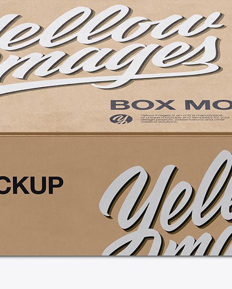 Kraft Paper Box W/ Label Mockup - Front View (High-Angle Shot)