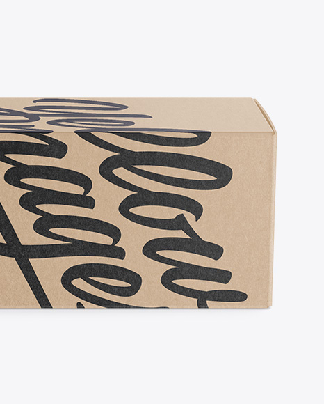 Kraft Paper Box Mockup - Front View (High-Angle Shot)