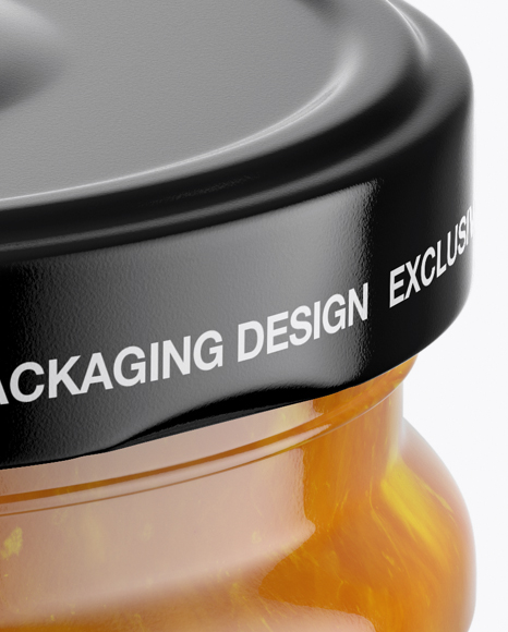 Clear Glass Jar with Orange Jam Mockup (High-Angle Shot)