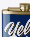 Steel Flask With Glossy Wrap Mockup (High-Angle Shot)