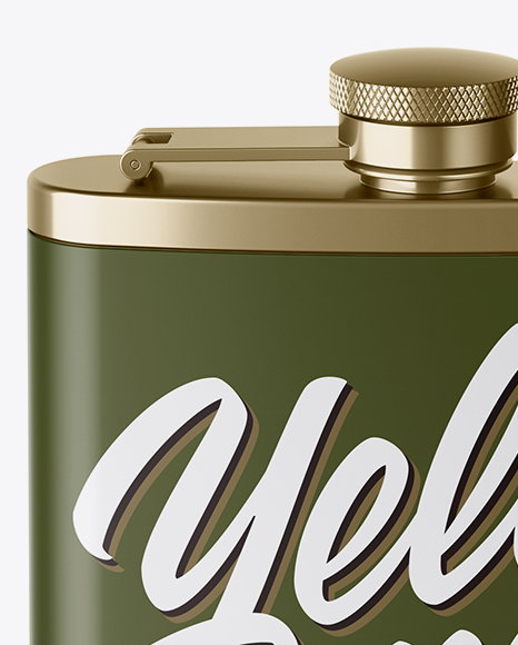 Steel Flask With Matte Wrap Mockup (High-Angle Shot)