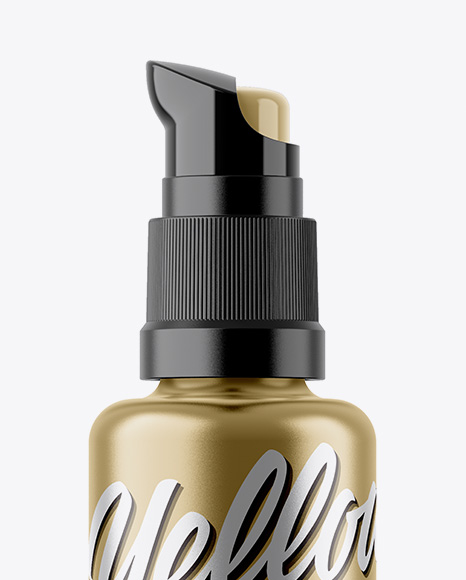 Metallic Plastic Bottle W/ Pump Mockup Metallic Plastic Bottle W/ Pump Mockup