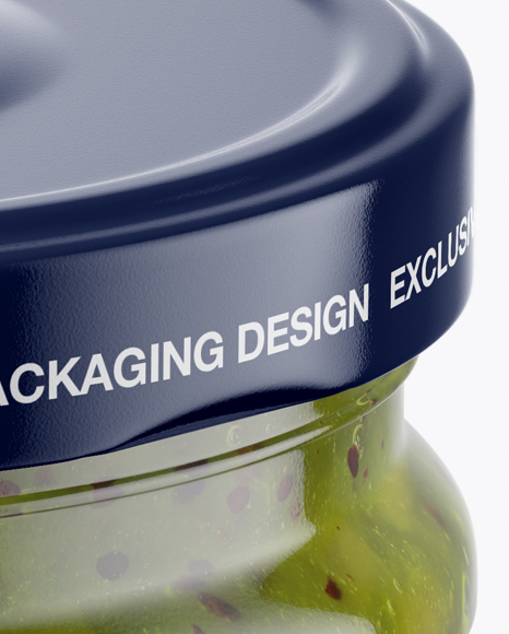 Clear Glass Jar with Kiwi Jam Mockup (High-Angle Shot)