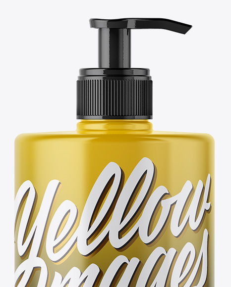 1L Glossy Plastic Bottle with Pump Mockup