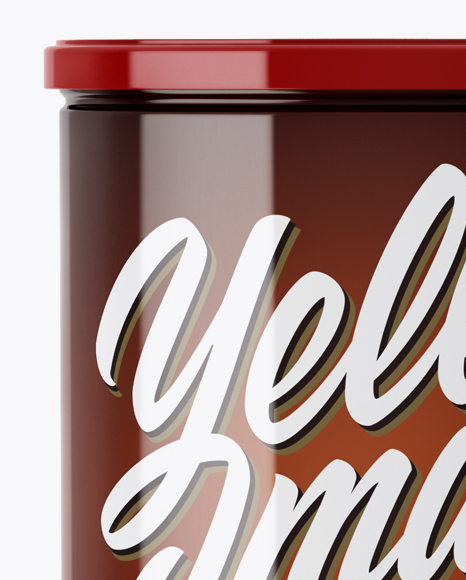 Glossy Coffee Tin Can Mockup - Front View