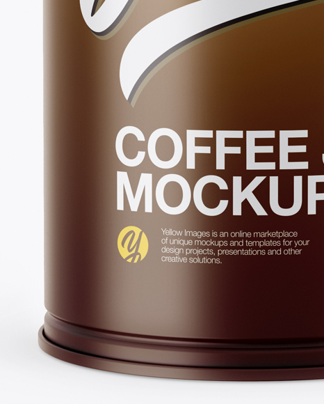 Matte Coffee Tin Can Mockup - Front View