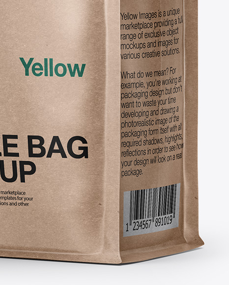 Kraft Bag with a Tin-Tie Mockup - Half Side View