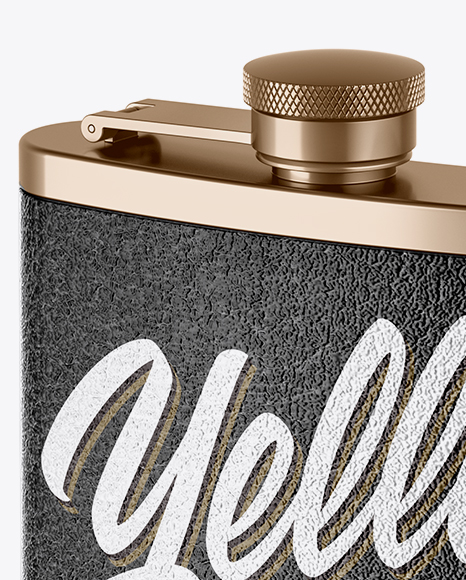 Steel Flask With Leather Wrap Mockup - Half Side View